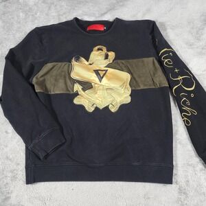 VIE+RICHE Sweatshirt Mens 2XL Black Gold Anchor Crewneck Embroidered Streetwear